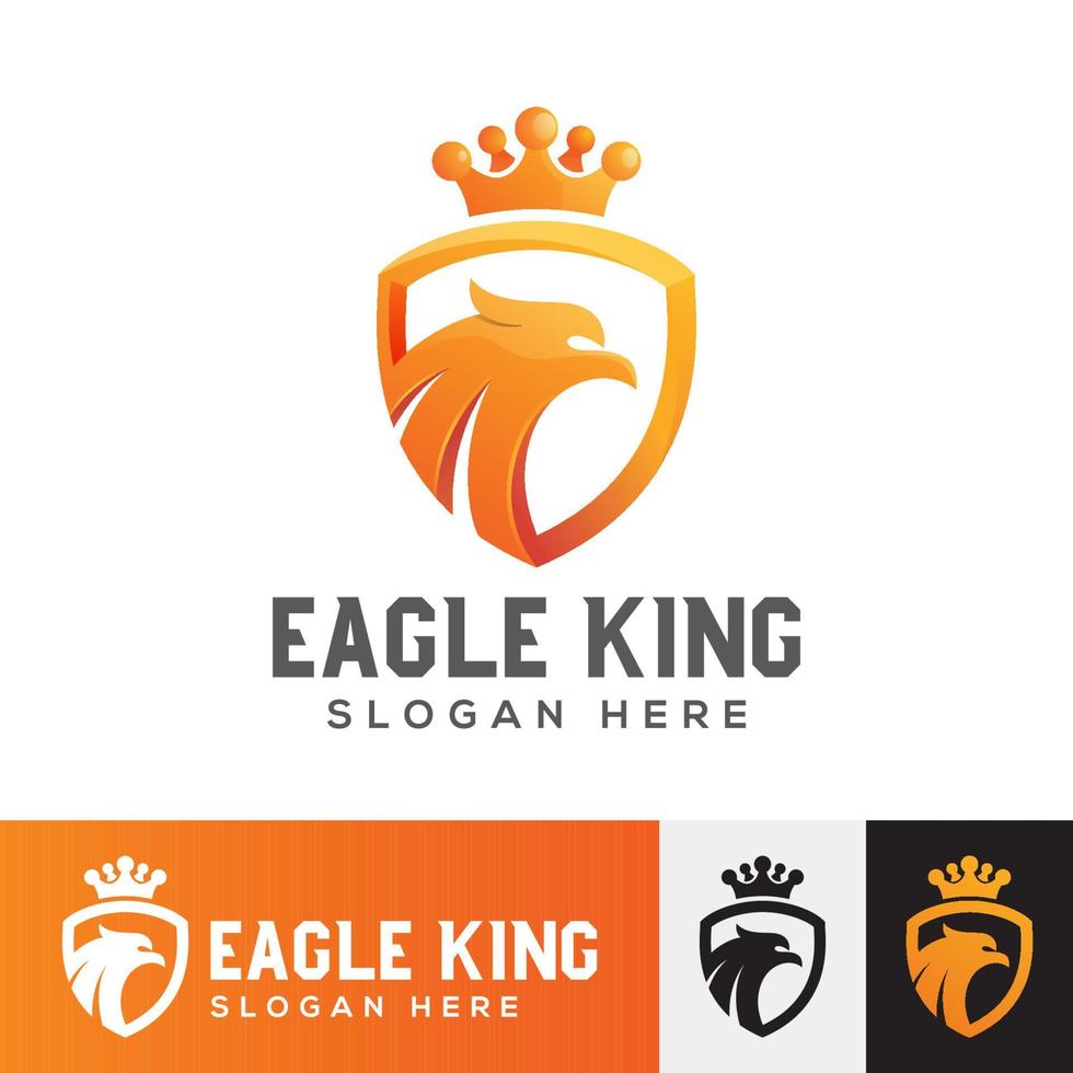 rei águia de cor moderna com design de logotipo de escudo vetor