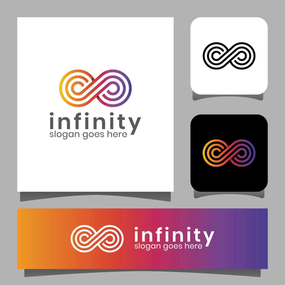 design de logotipo de loop infinito de estilo de arte de linha gradiente vetor
