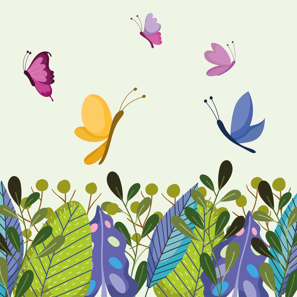 borboletas voadoras e natureza vetor
