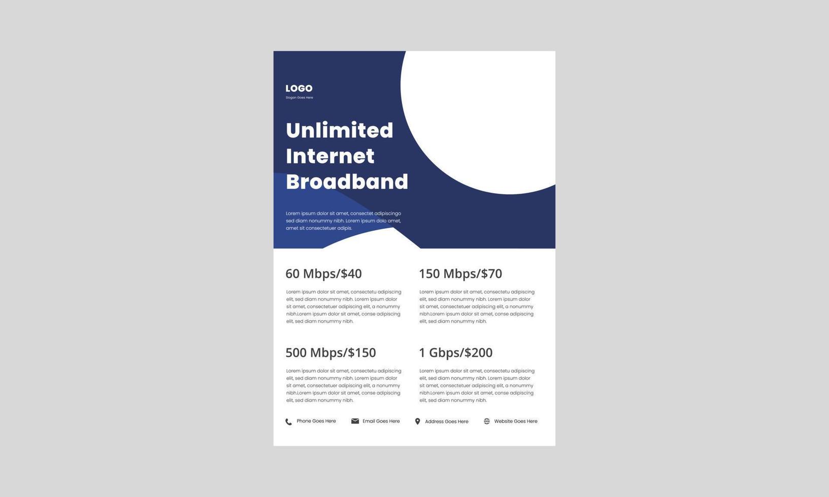 folheto de serviço de internet banda larga super rápido. cartaz de internet banda larga para casa e escritório, modelo de folheto. vetor