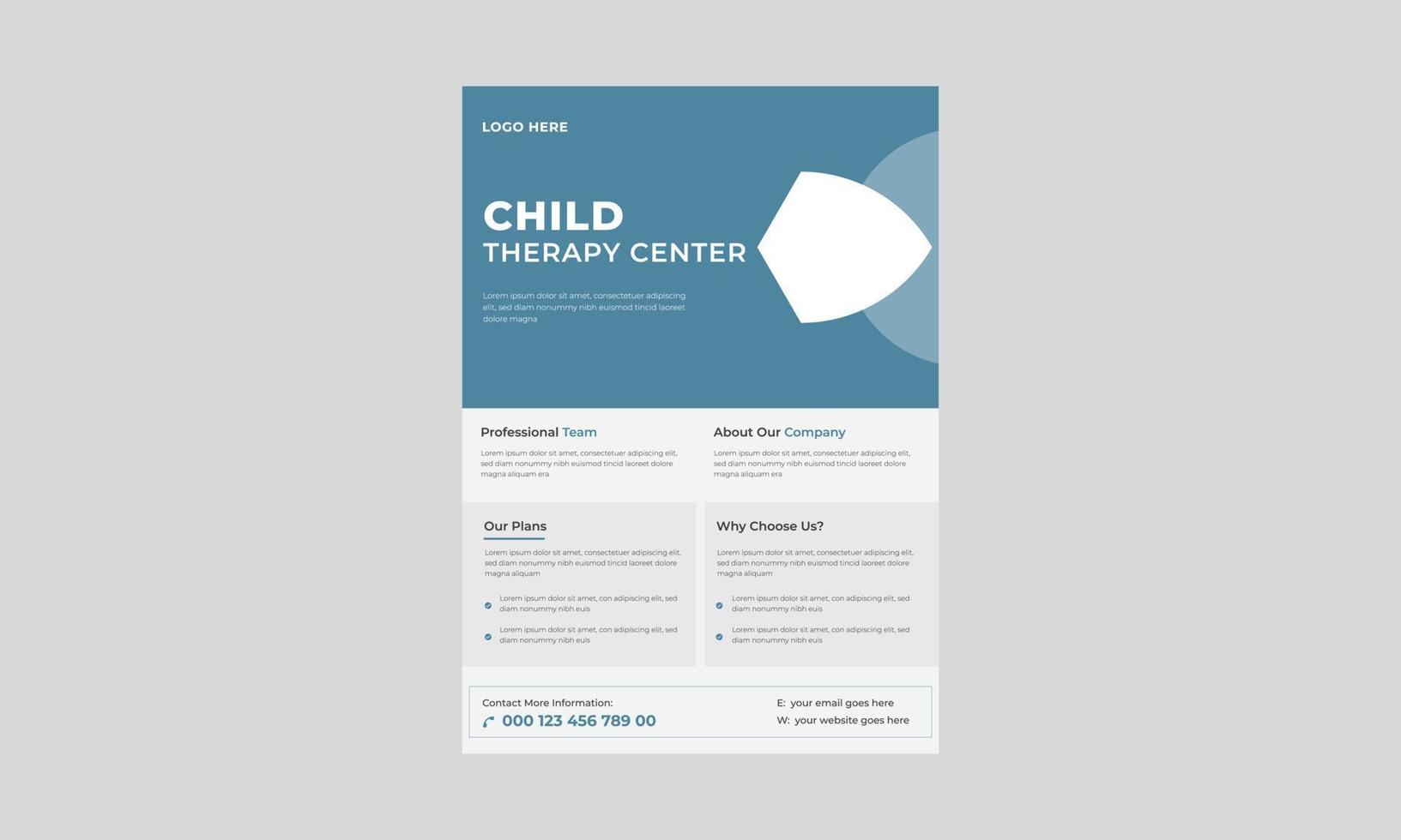 design de folheto de terapia infantil, modelo de folheto de terapia infantil em grupo, grupo de apoio para folheto infantil. vetor