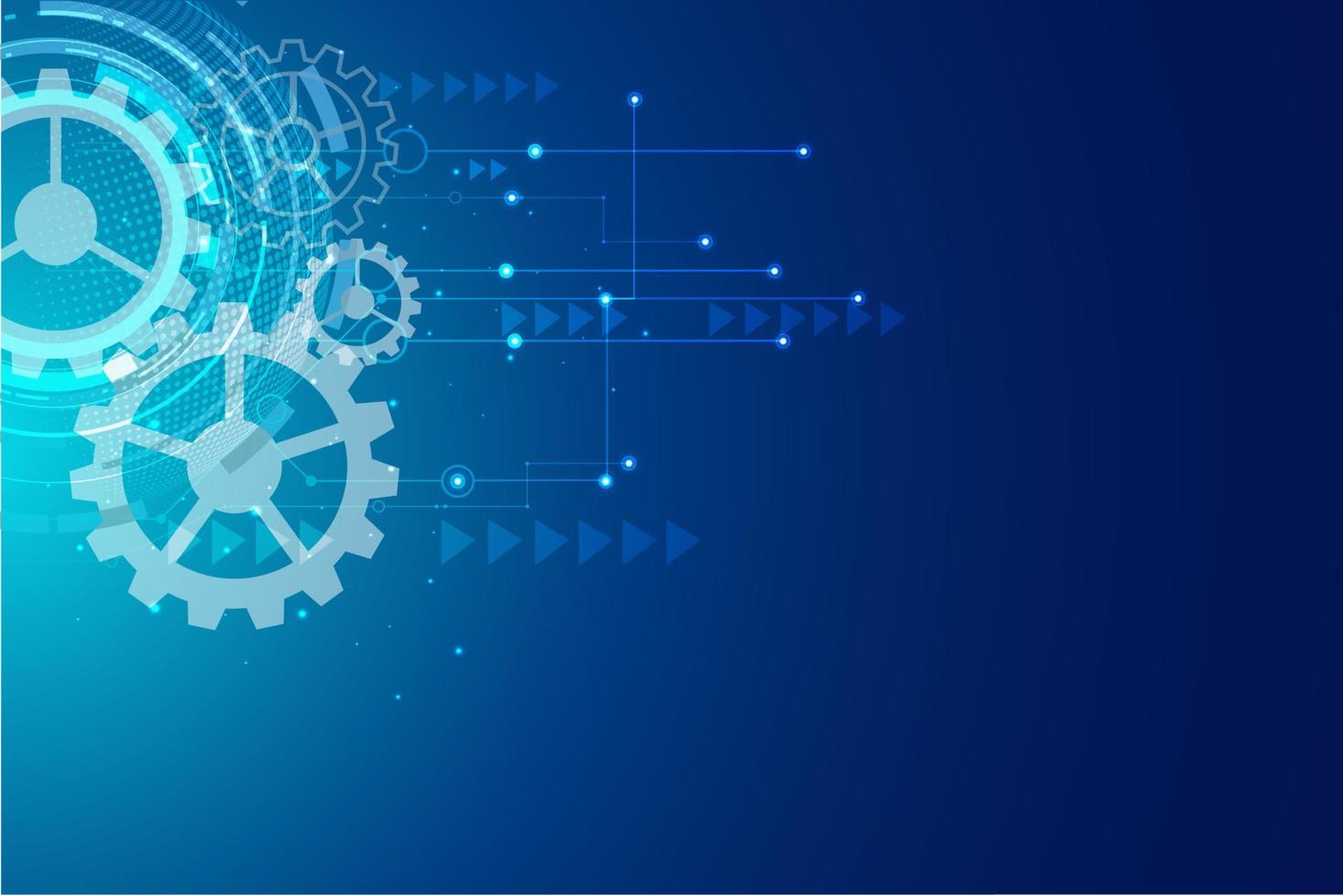 tecnologia digital de alta tecnologia com roda dentada e fundo de linhas de rede geométricas elétrica azul criativa comunicação de internet moderna gráfica conceito de cartão de computador de negócios ilustração vetorial eps10 vetor