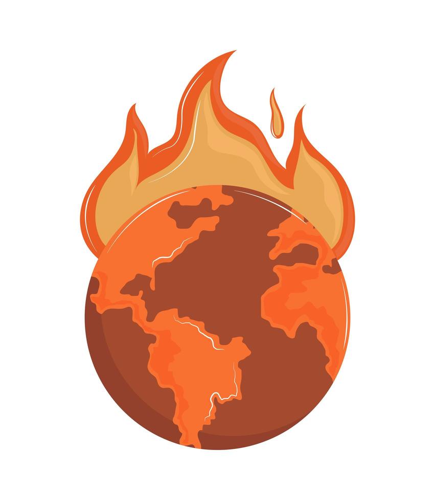 mapa do globo em chamas vetor