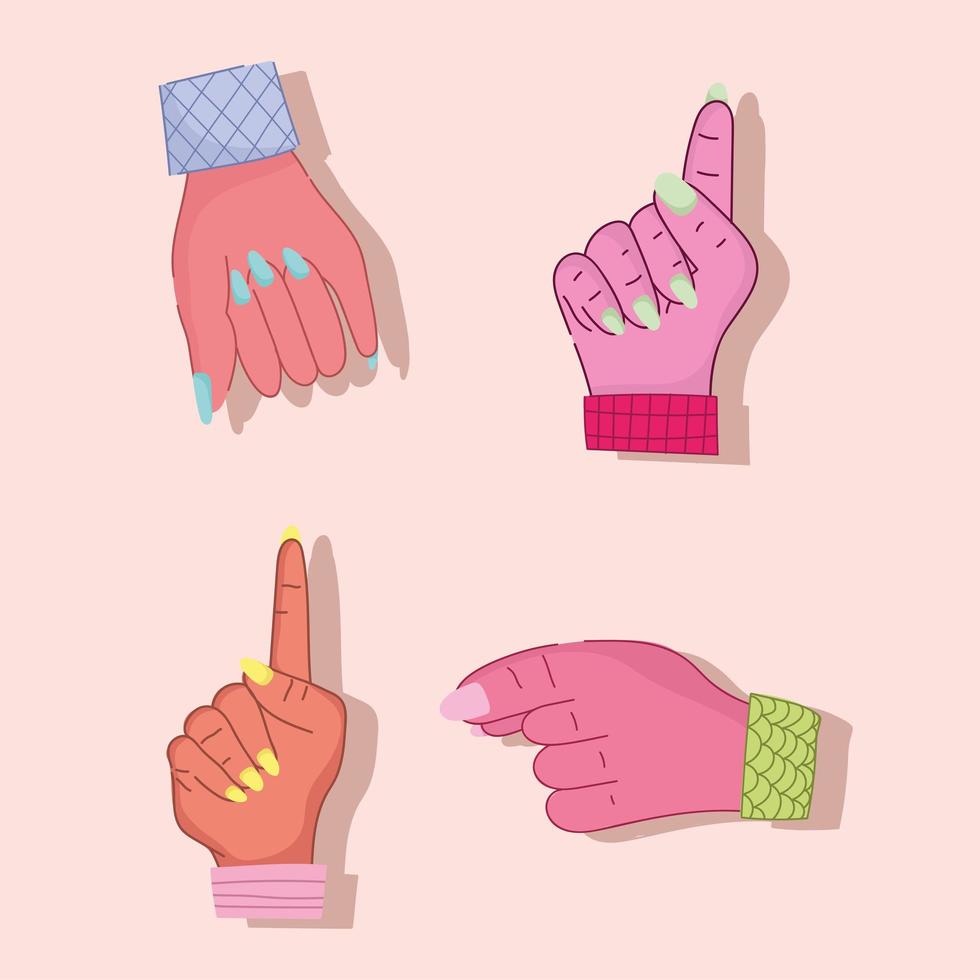 ícones de gesto de mão vetor