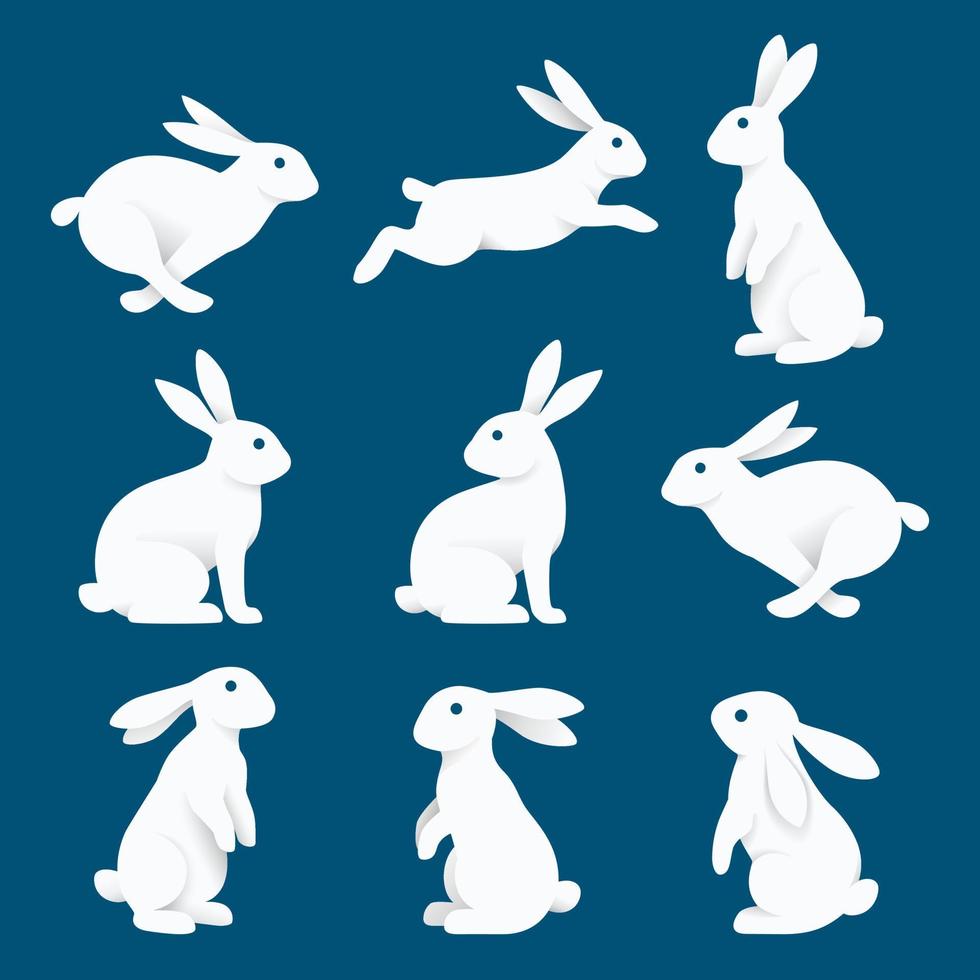 papel de coelho coelho corta ilustração vetorial de estilo. vetor
