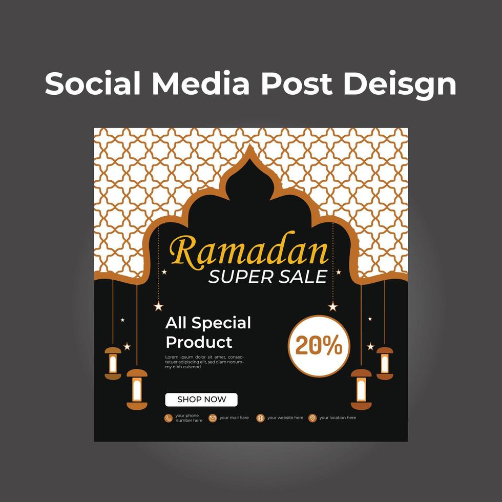 venda criativa do ramadã e postagem de mídia social super oferta vetor