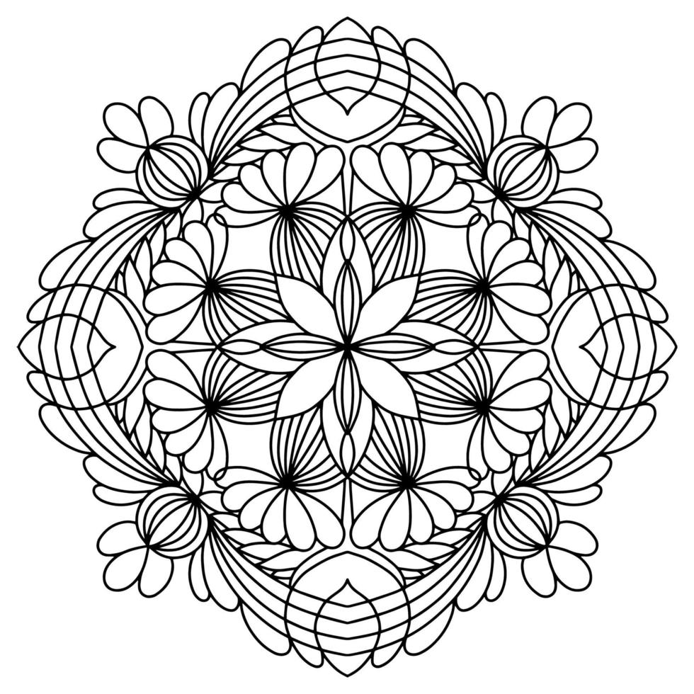 elemento de vetor de desenho mandala. página para colorir, livro de colorir para crianças e adultos. fundo com espaço para texto. contorno floral redondo ornamento. ilustração de linha para impressão em papel ou tecido.