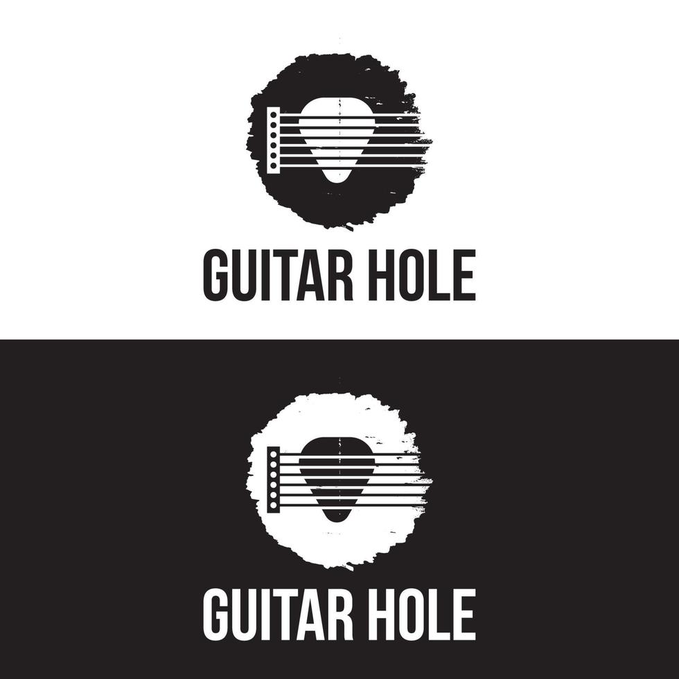modelo de design de logotipo de buraco de guitarra vetor