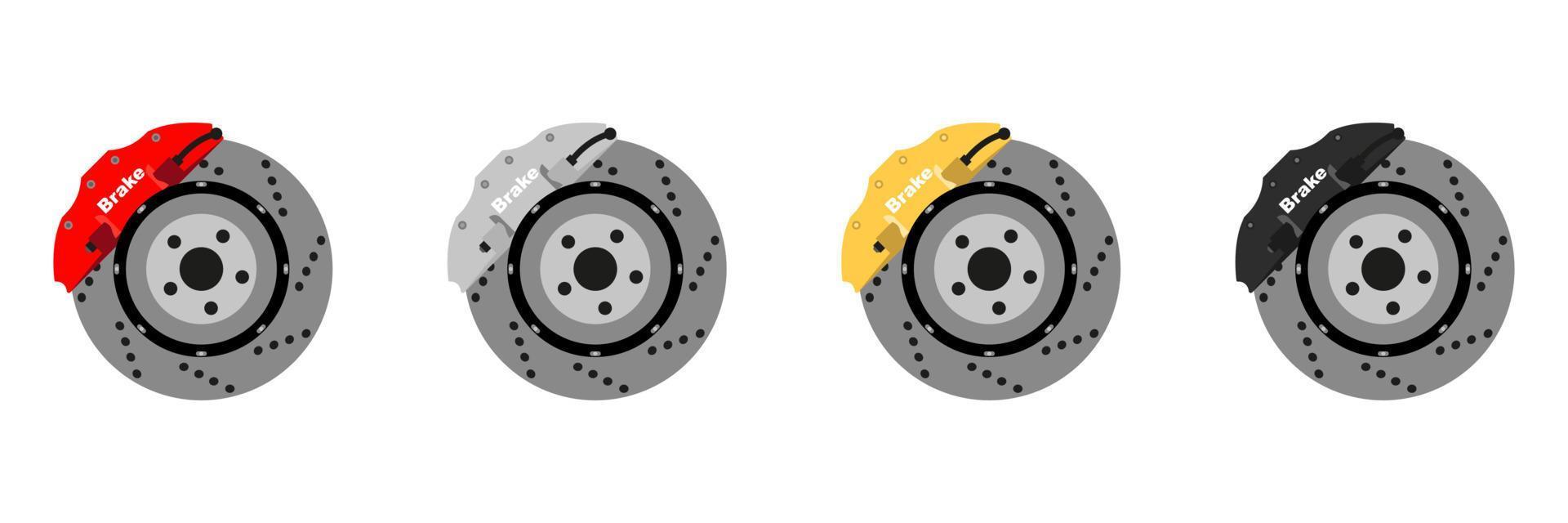 conjunto de rotor de freio a disco. ilustração de peças de carro em design plano vetor
