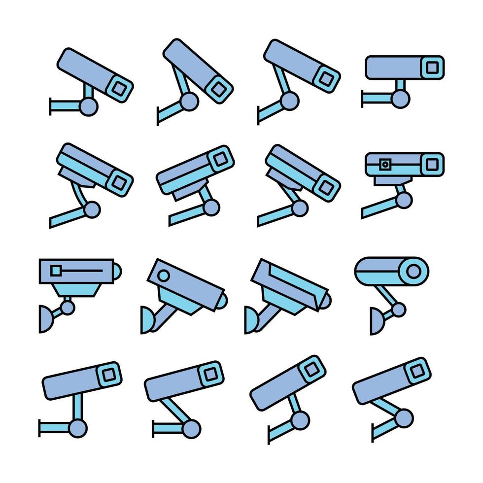 CCTV, ícones de câmeras de segurança vetor