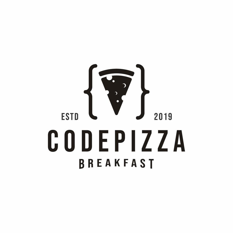 design de logotipo de pizza de código vintage. vetor de design vintage retrô