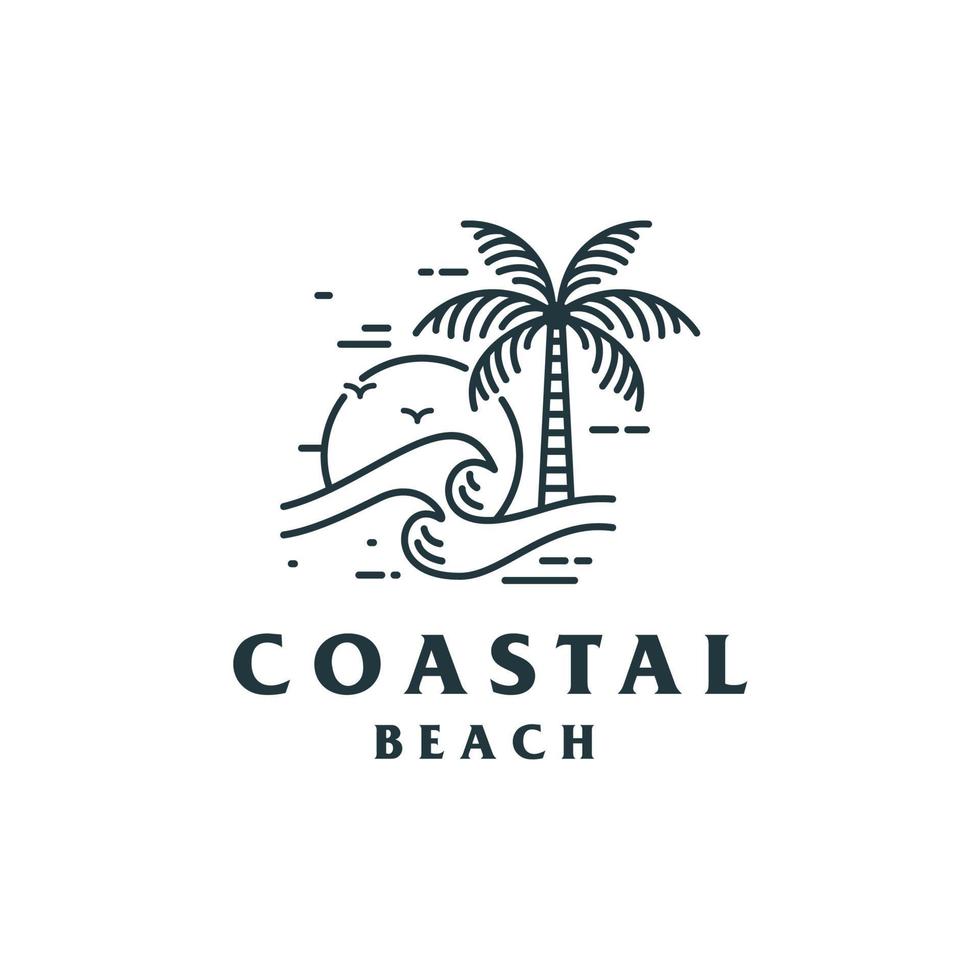 silhueta de palmeira praia para hotel restaurante férias feriado viagem logotipo design vetor