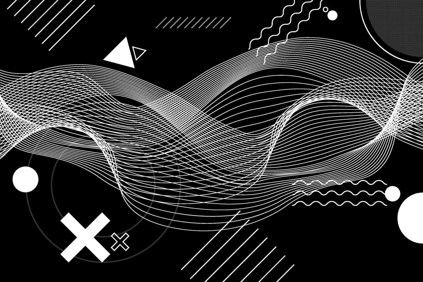fundo abstrato arte generativa preto e branco com composição geométrica neo-memphis. ilustração conceitual de tecnologias de alta tecnologia, cyberpunk de realidade futura ou virtual. vetor