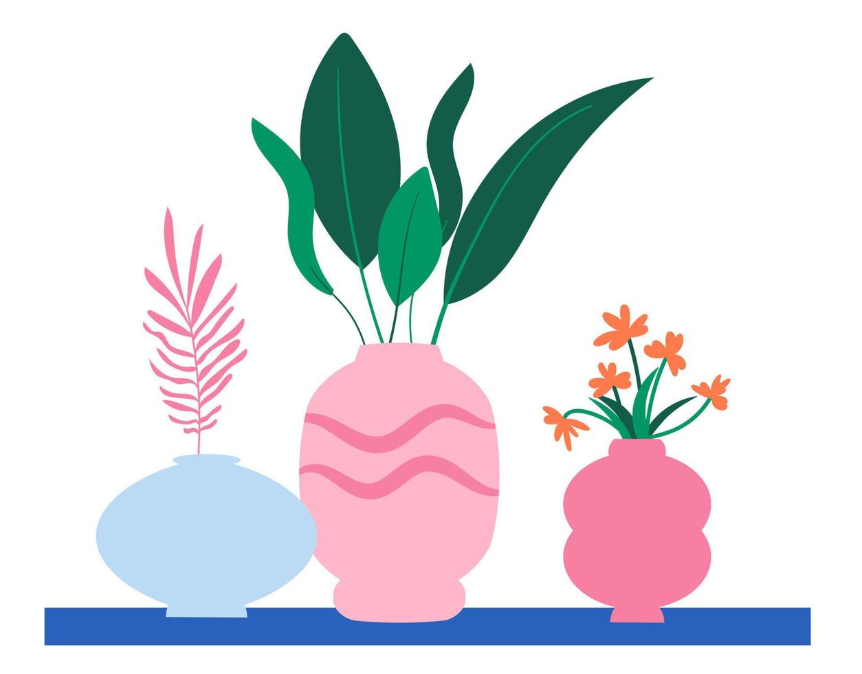 banner vetorial, fundo com plantas de interior em vasos coloridos no estilo boho. plantas de interior folhosas crescendo em vasos de flores. belo interior com decoração. jardim de casa. ilustração plana vetor