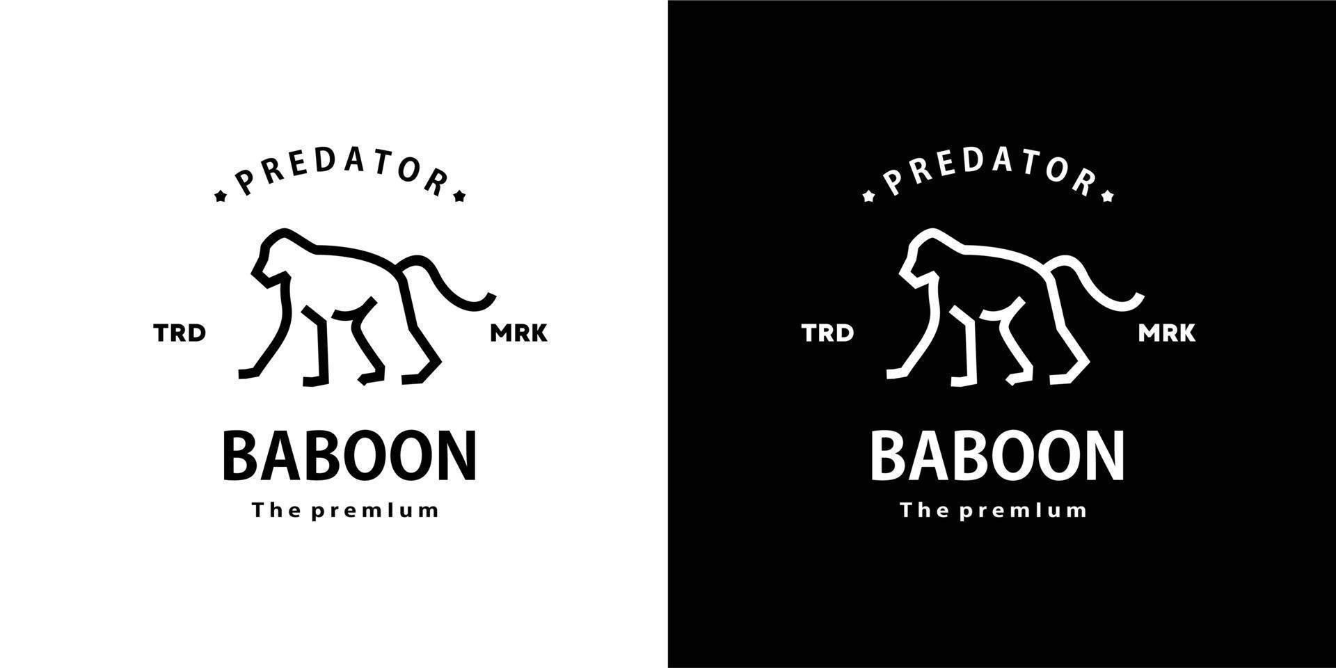 vintage retrô hipster babuíno logotipo vetor contorno ícone de arte monoline