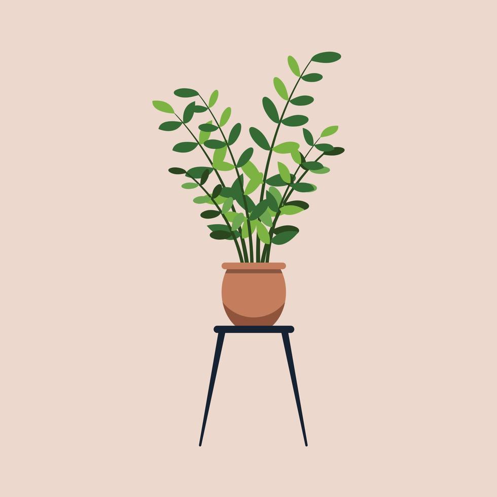 planta de casa em vaso desenhada à mão em ilustração plana vetor