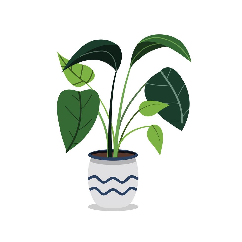 planta de casa em vaso desenhada à mão em ilustração plana vetor