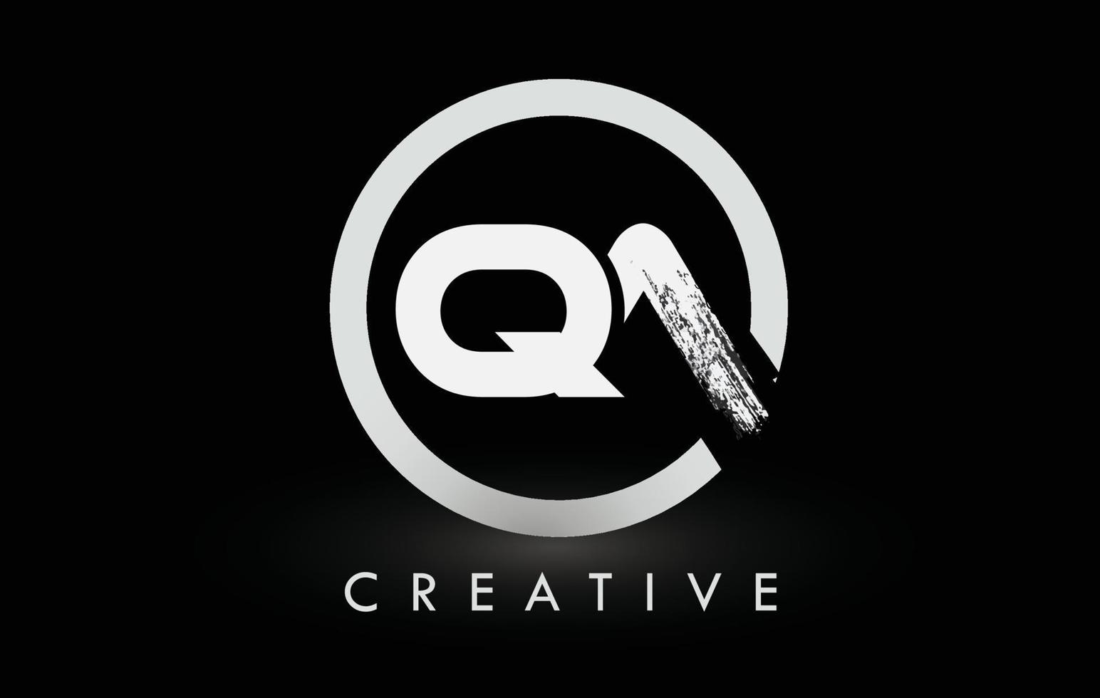 design de logotipo de carta de pincel qa branco. logotipo de ícone de letras escovadas criativas. vetor