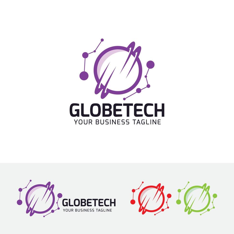 modelo de logotipo de vetor de tecnologia globo