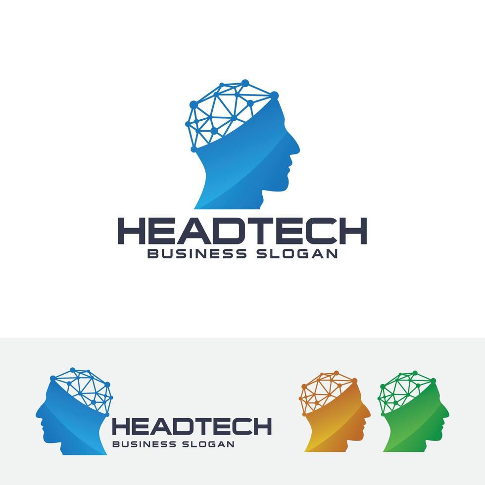 modelo de logotipo de conceito de tecnologia de cabeça vetor