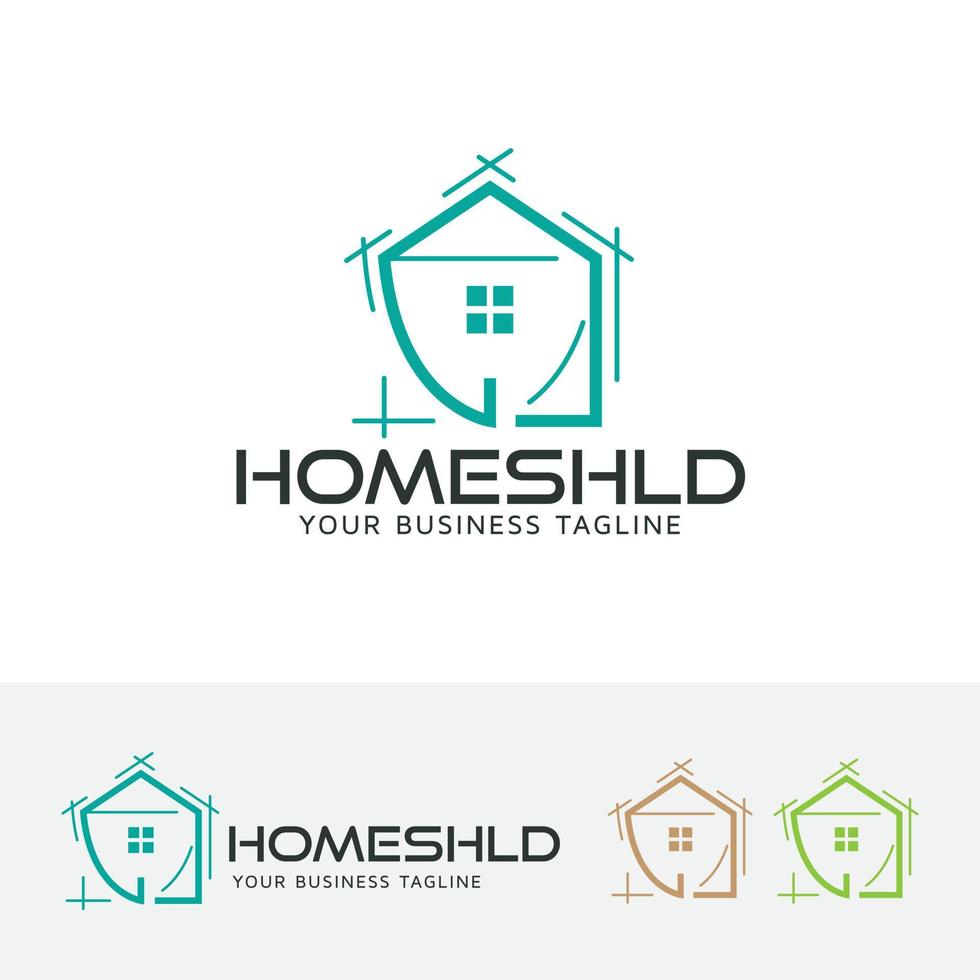 design de logotipo de vetor de proteção em casa