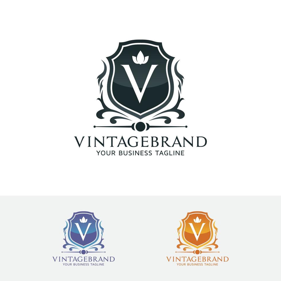 design de logotipo vintage letra v vetor