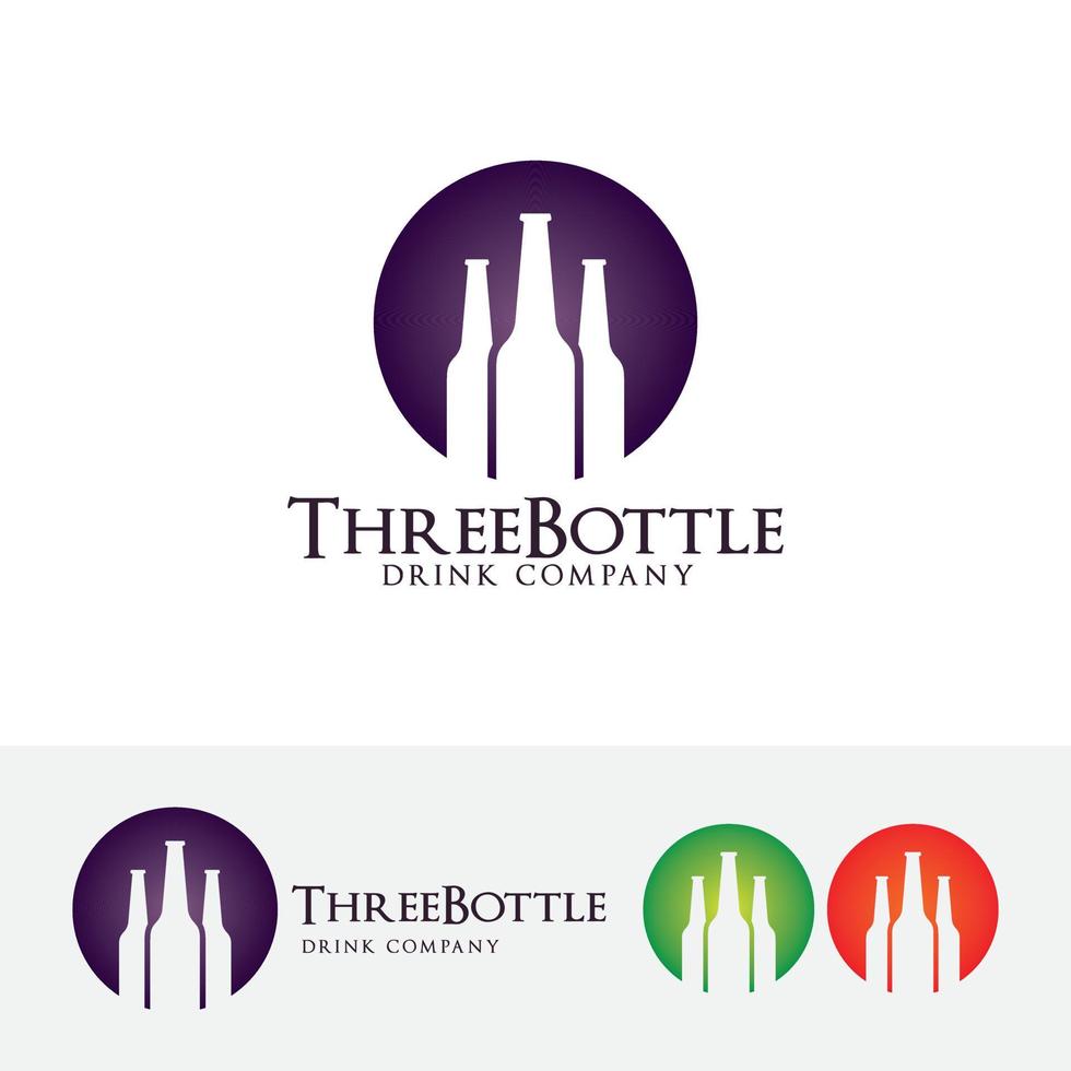 modelo de logotipo de vetor de três garrafas