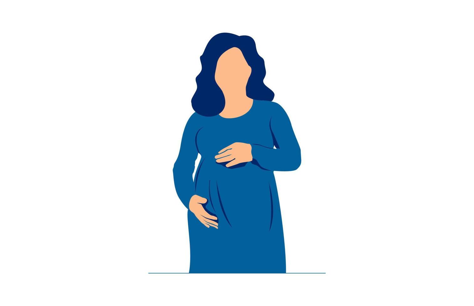 mulher grávida vestido azul doente... vetor