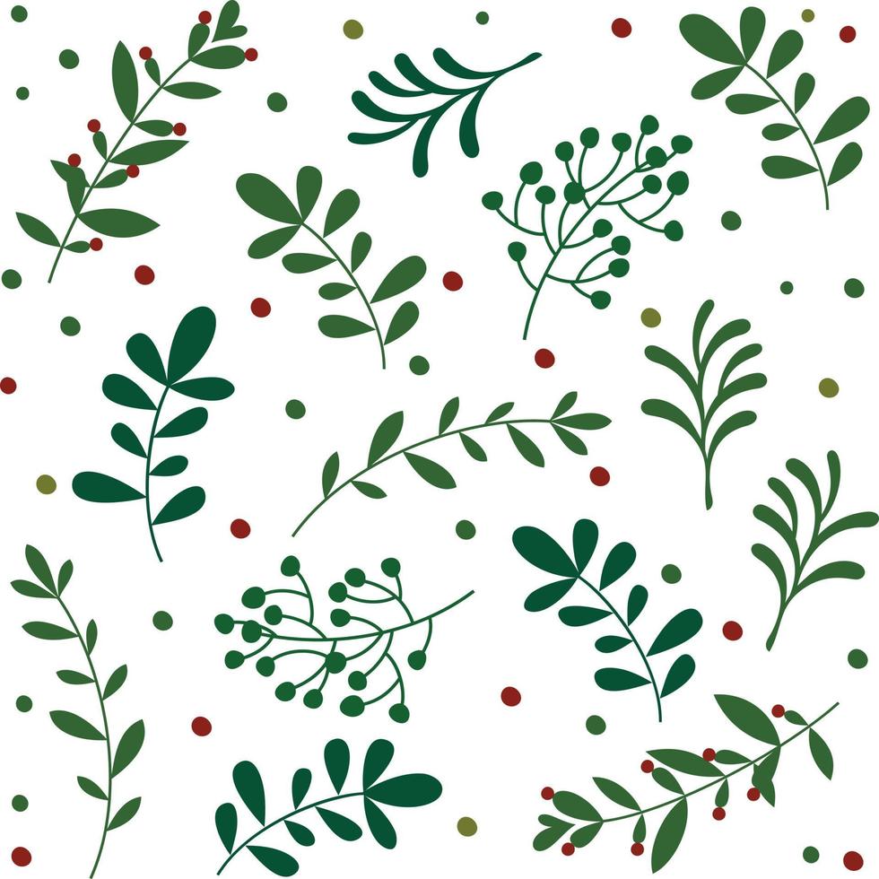 padrão de vetor verde floral de natal