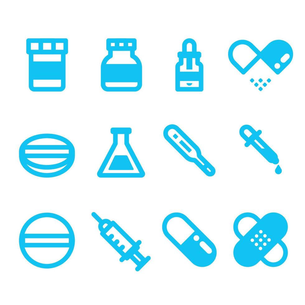 ícones de contorno de medicamentos vetor