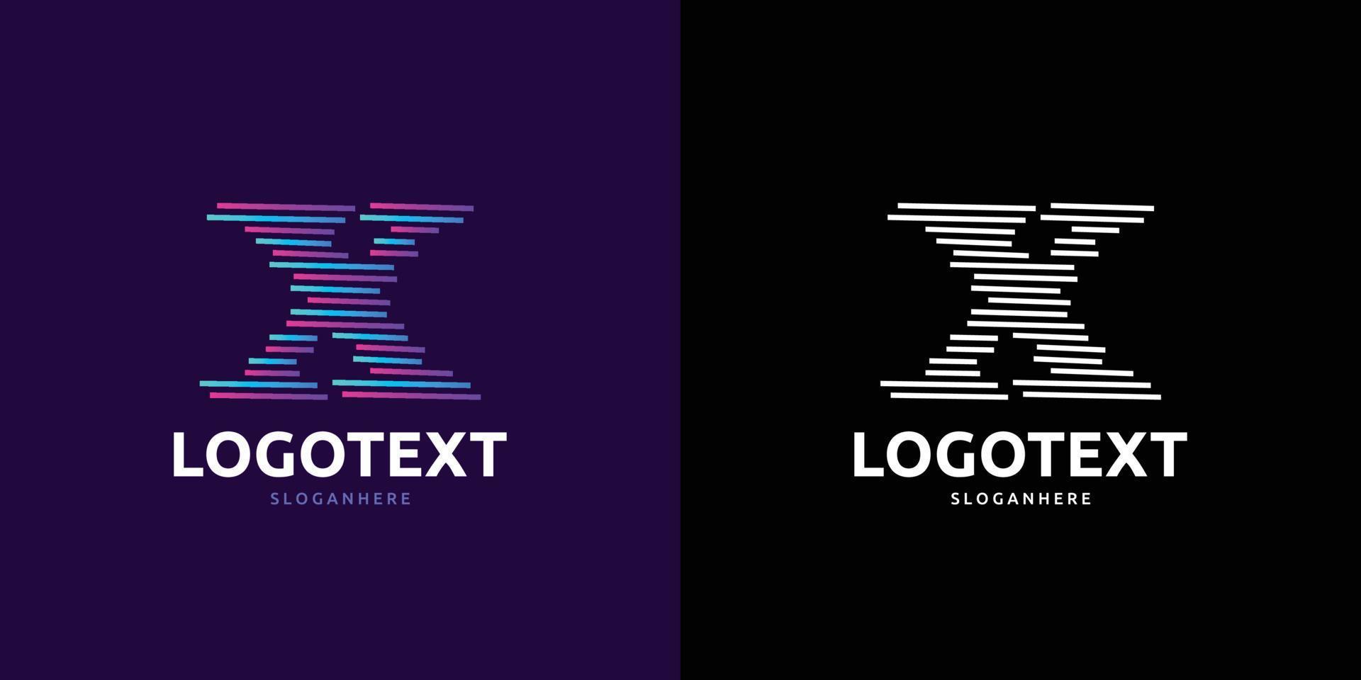 letra x logotipo, logotipo de linhas coloridas vetor