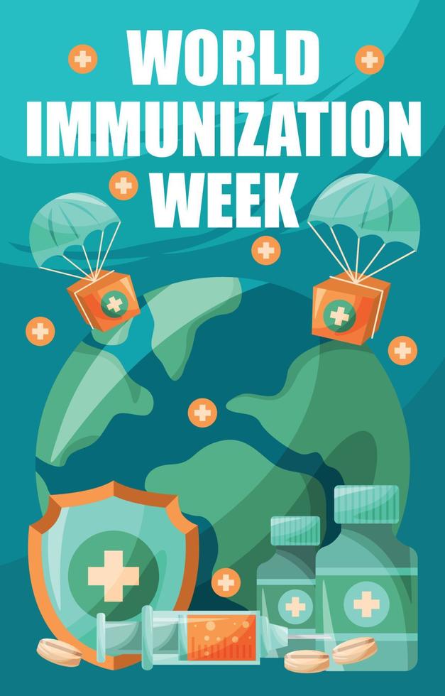 cartaz de conscientização da semana mundial de imunização vetor