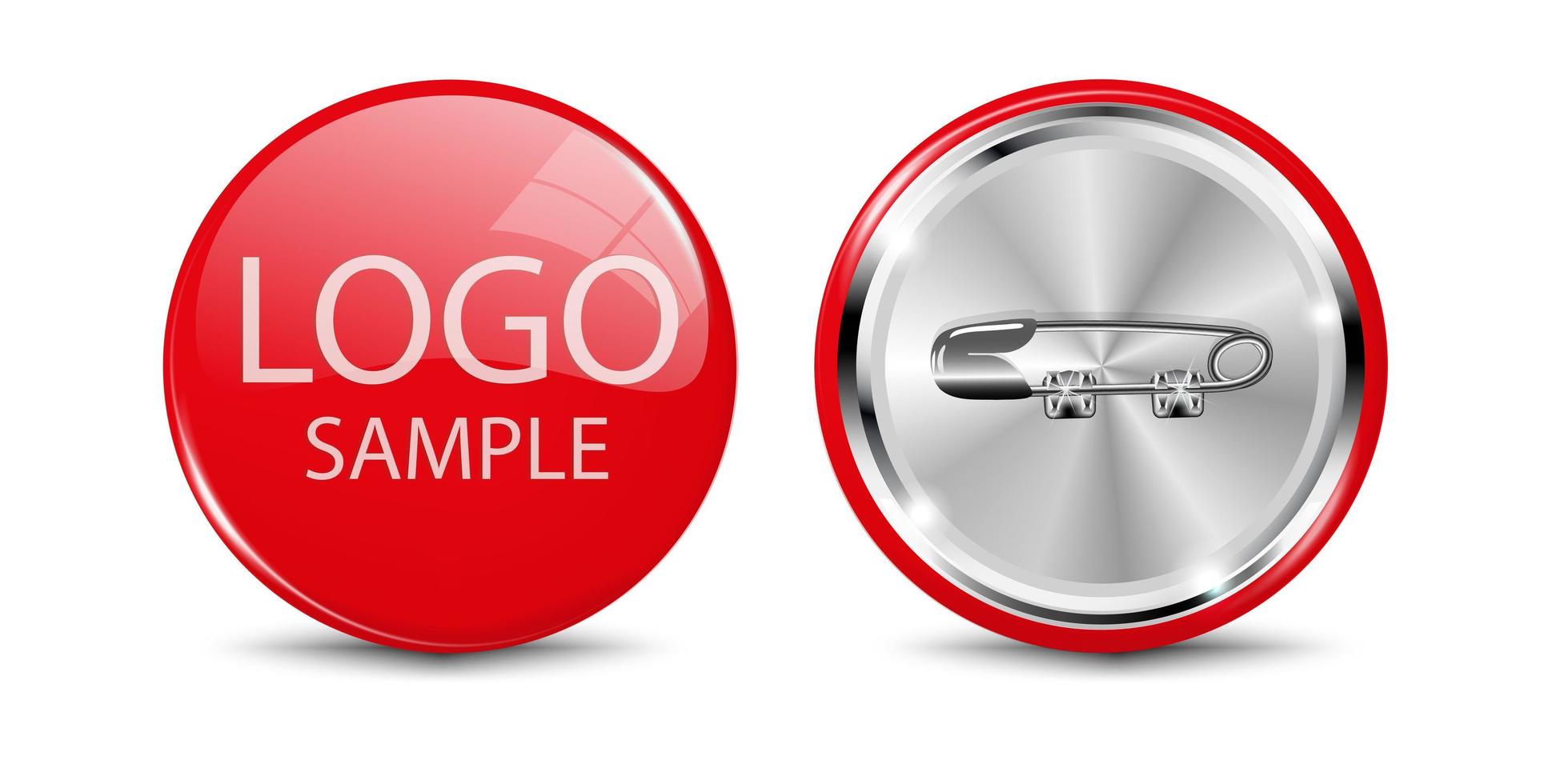 ícone em branco vermelho redondo realista. botão brilhante 3D. o layout do ícone de alfinete. ilustração vetorial. vetor