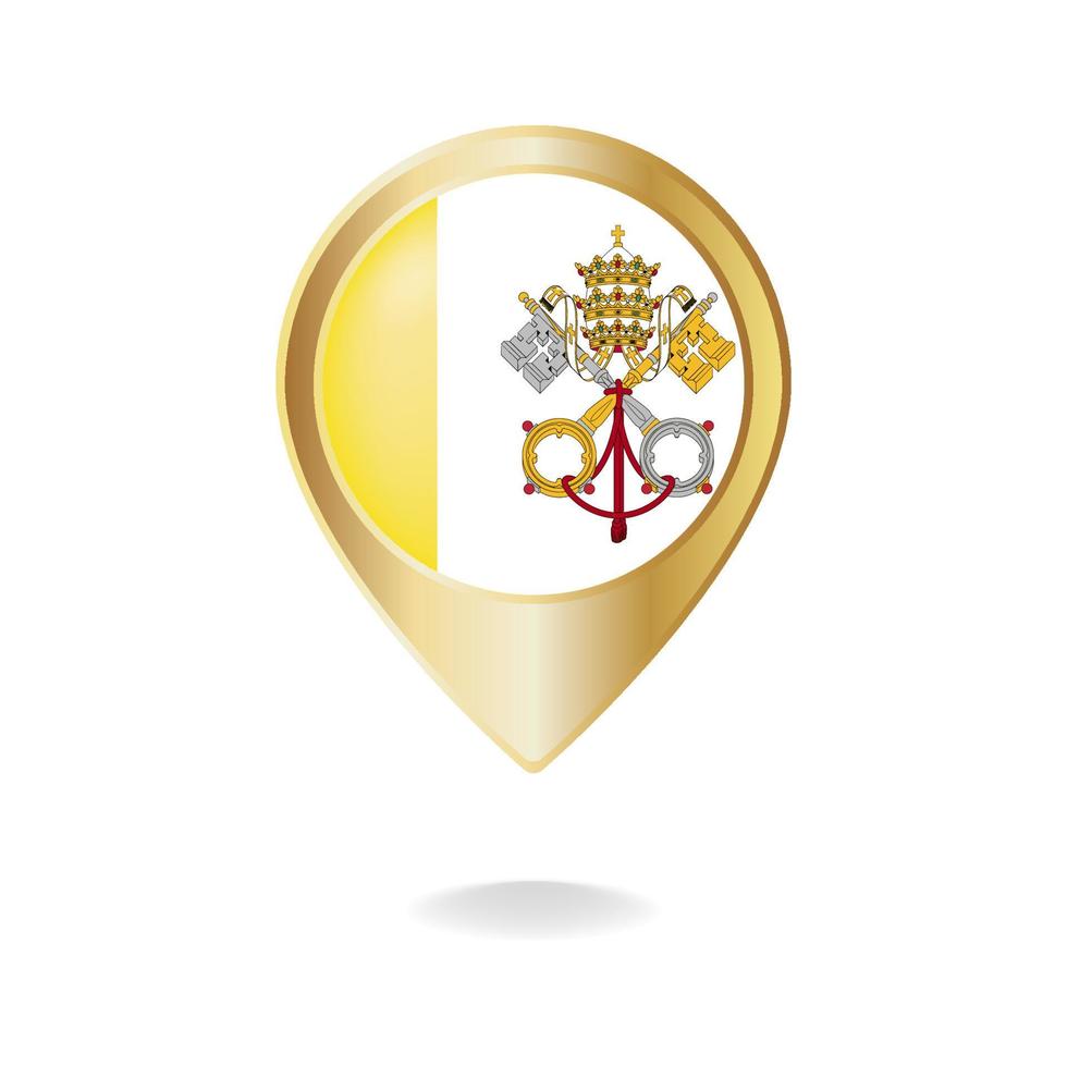 bandeira do vaticano no mapa de ponteiro dourado, ilustração vetorial eps.10 vetor