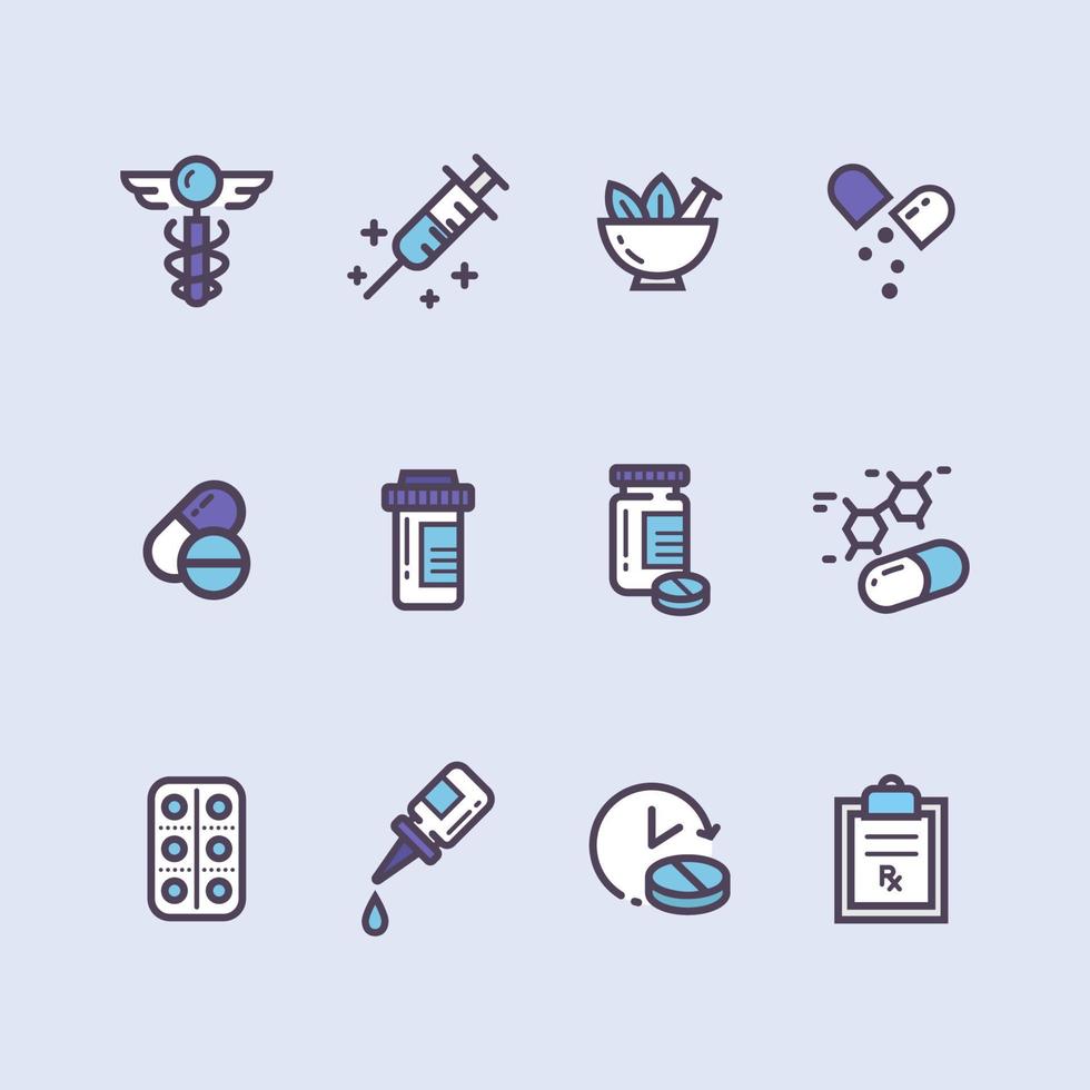 conjunto de ícone de farmácia vetor