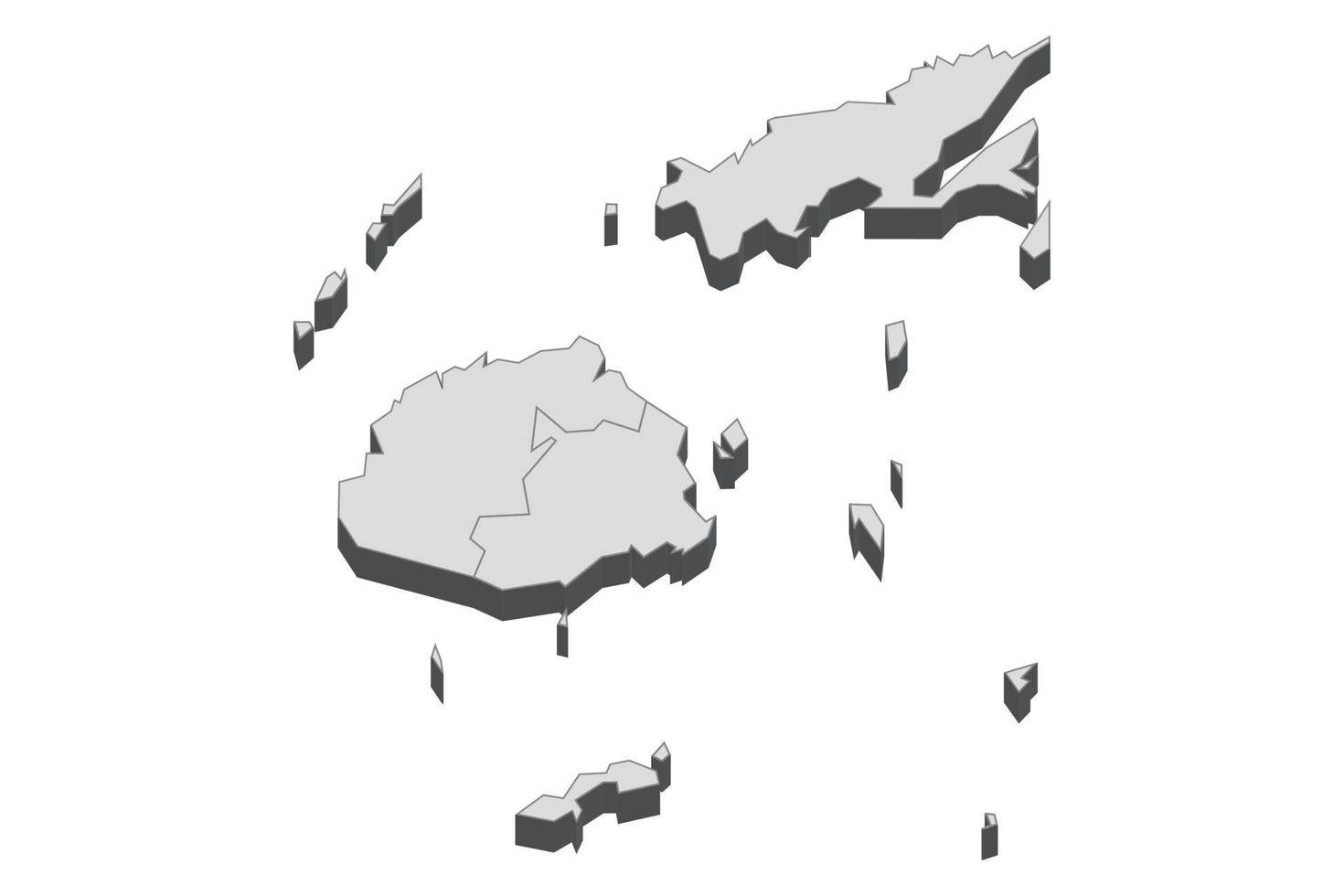 ilustração do mapa 3D de fiji, oeste vetor