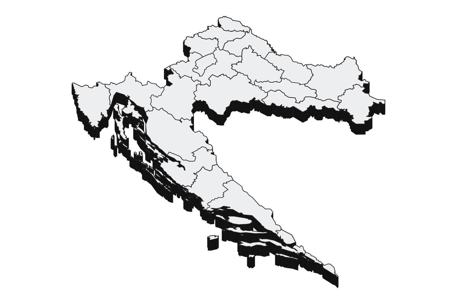 ilustração do mapa 3D da Croácia vetor