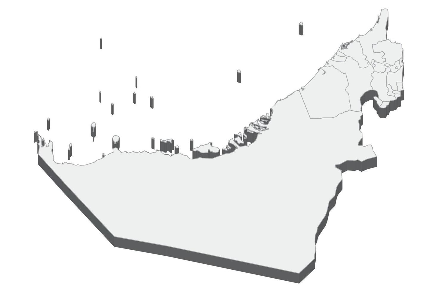 ilustração do mapa 3D dos Emirados Árabes Unidos vetor