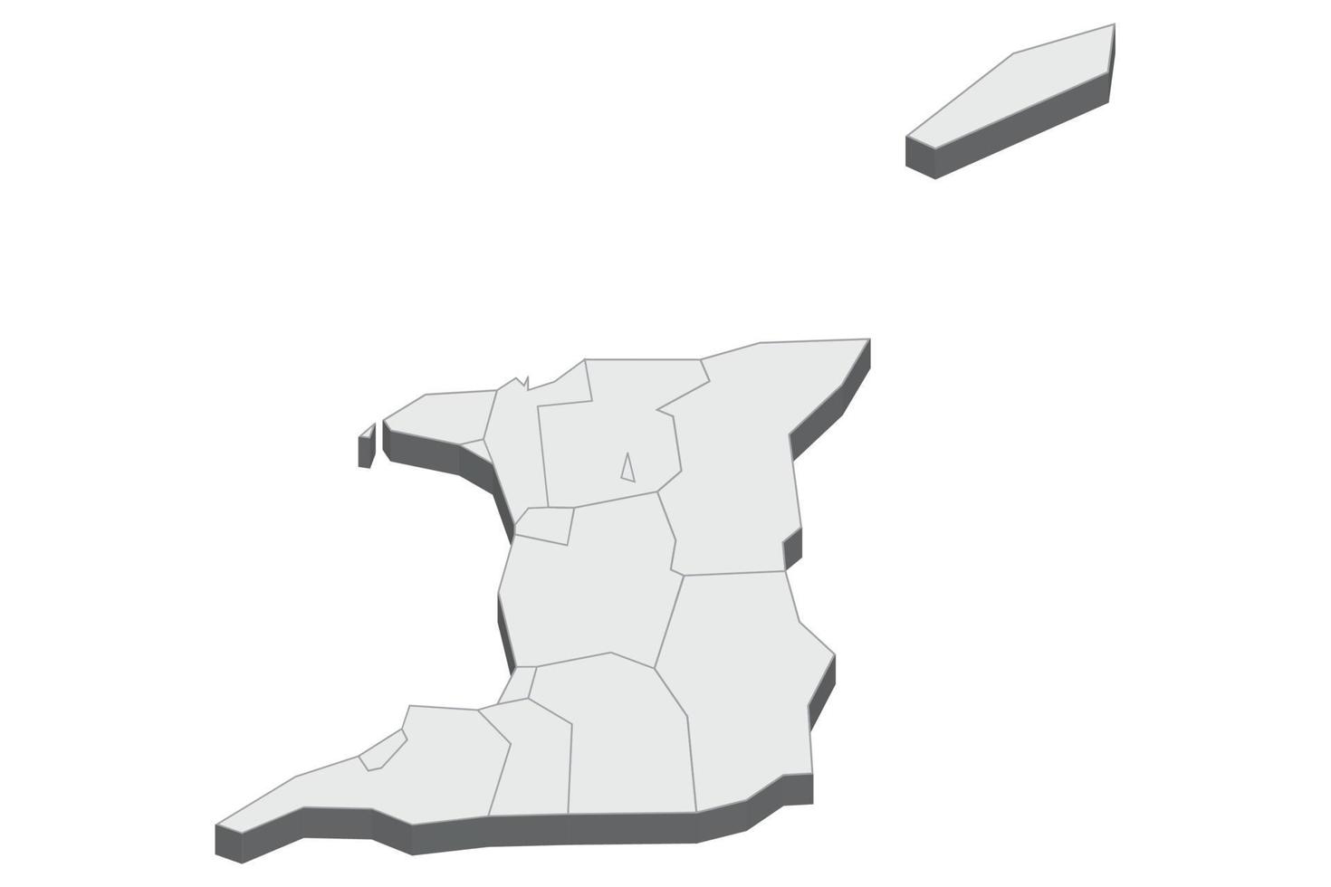 ilustração do mapa 3D de trinidad e tobago vetor