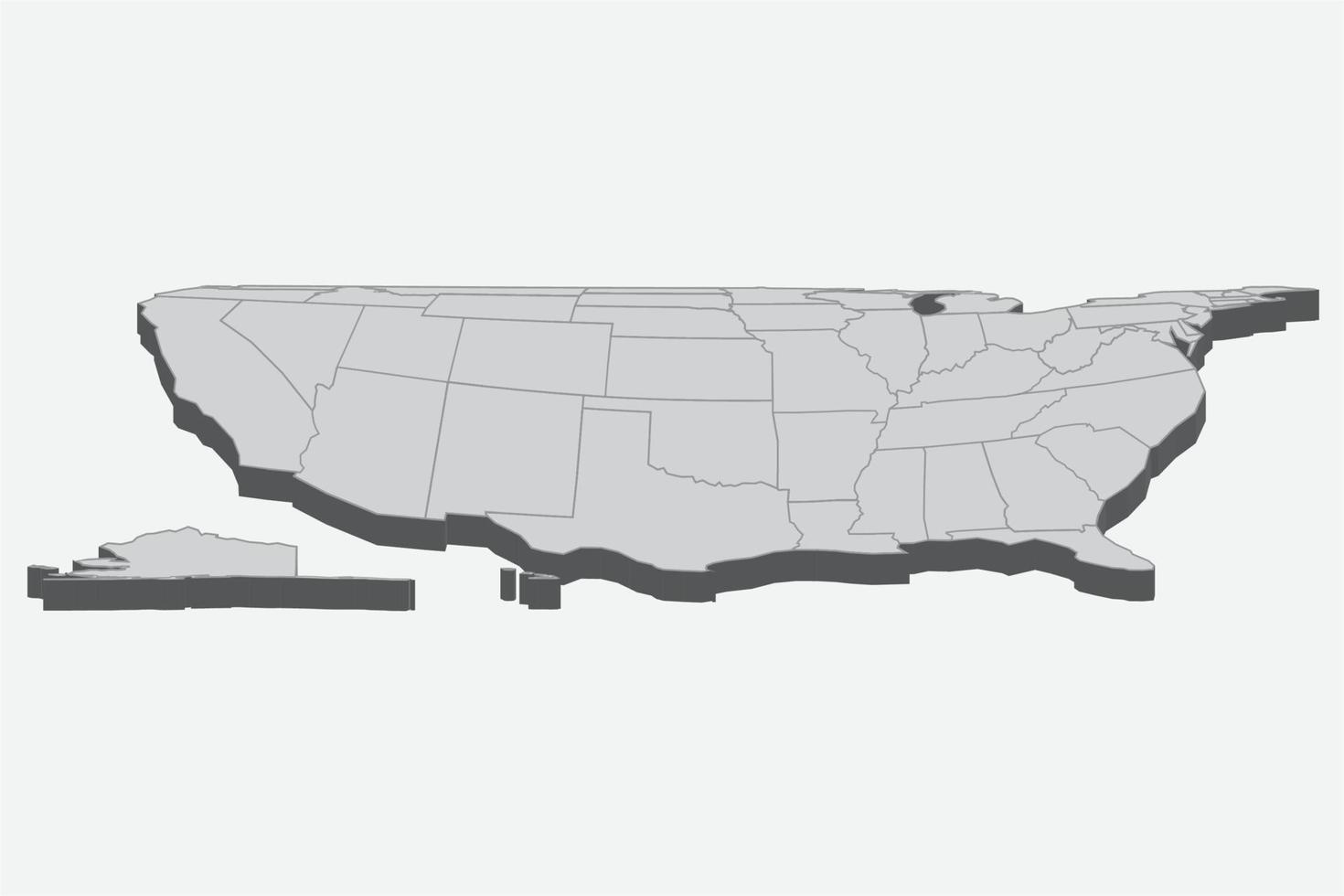 ilustração do mapa 3D dos Estados Unidos vetor