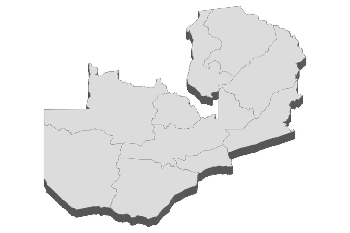 ilustração de mapa 3D da Zâmbia vetor
