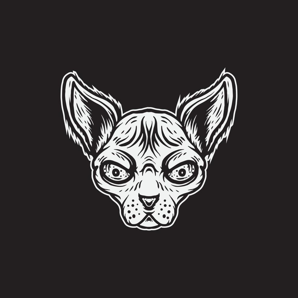 ilustração de desenho vetorial de cabeça de gato sphynx. vetor