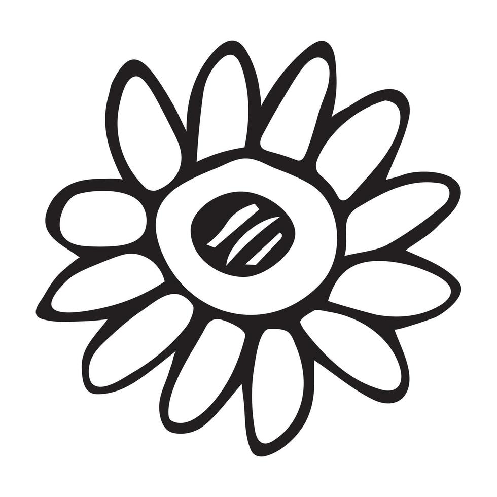 doodle de flor de vetor simples. ícone de contorno desenhado à mão. ilustração floral isolada no fundo branco.