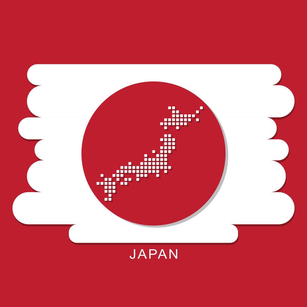 bandeira nacional e mapa do japão vetor