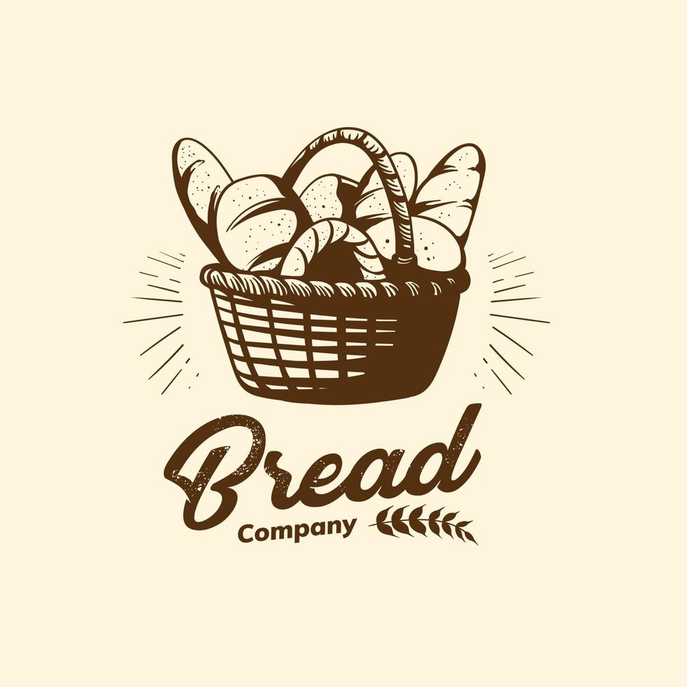 logotipo de conjunto de pão e padaria vintage vetor