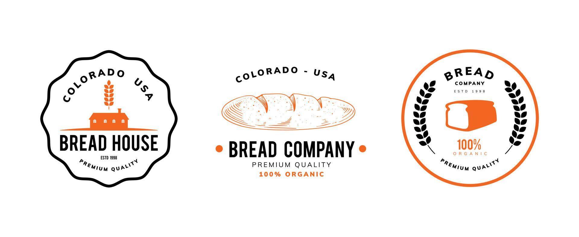logotipo de conjunto de pão e padaria vetor