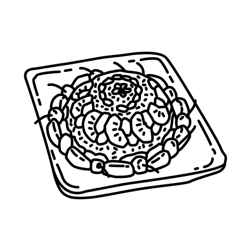 ícone de arroz de oito tesouros. doodle desenhado à mão ou estilo de ícone de contorno. vetor