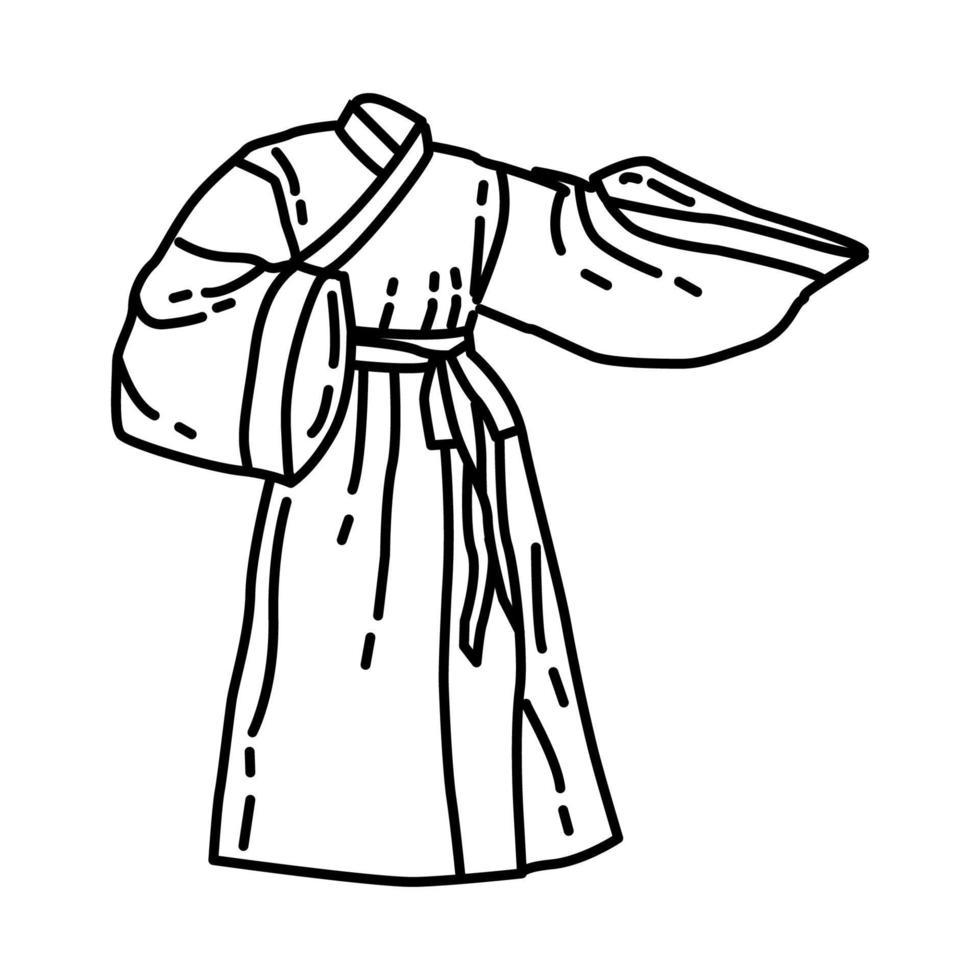 ícone masculino de vestido tradicional hanfu. doodle desenhado à mão ou estilo de ícone de contorno. vetor