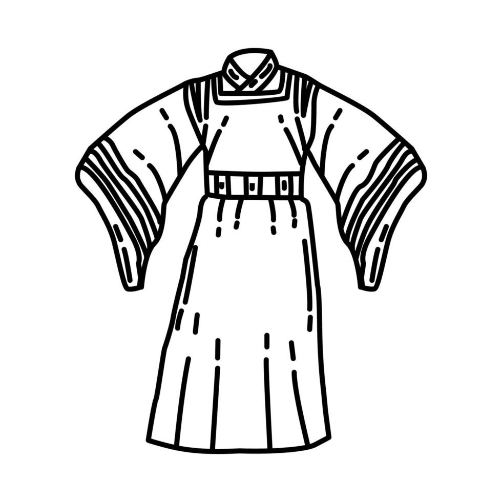 ícone de roupas de casamento masculino chinês tradicional. doodle desenhado à mão ou estilo de ícone de contorno. vetor