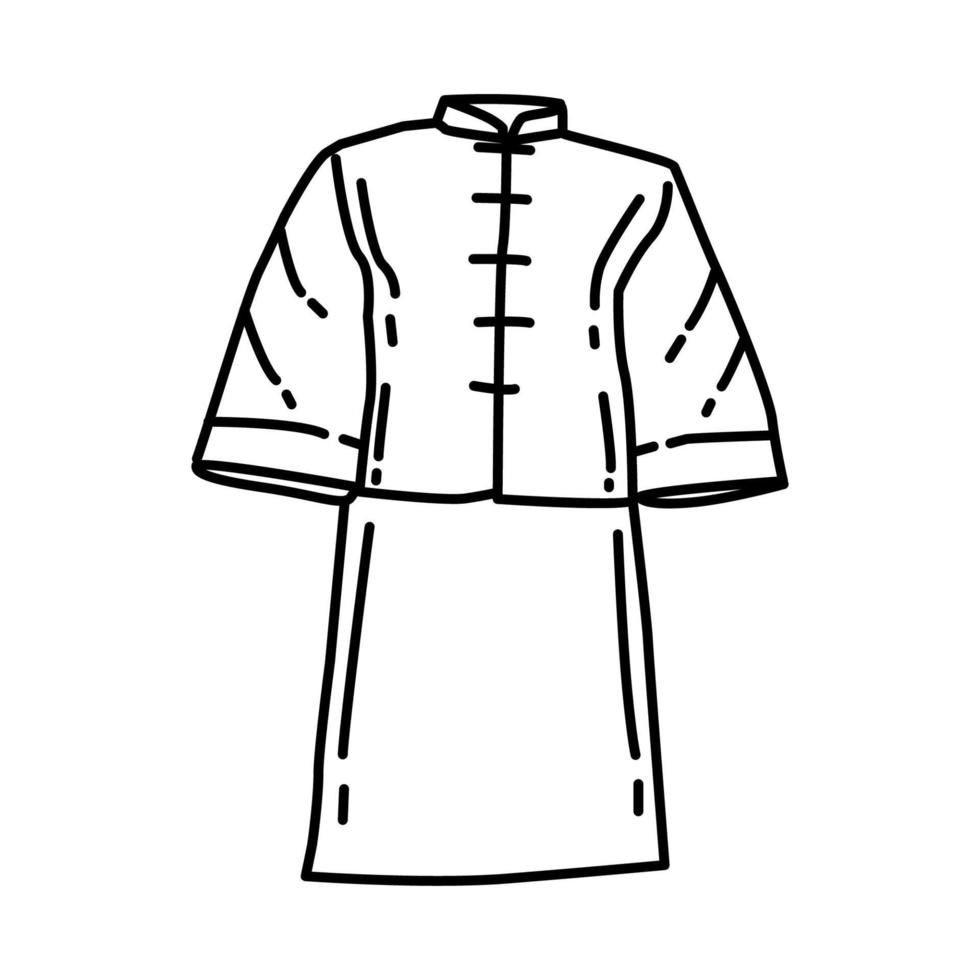 roupas tradicionais chinesas para ícone de homens. doodle desenhado à mão ou estilo de ícone de contorno. vetor